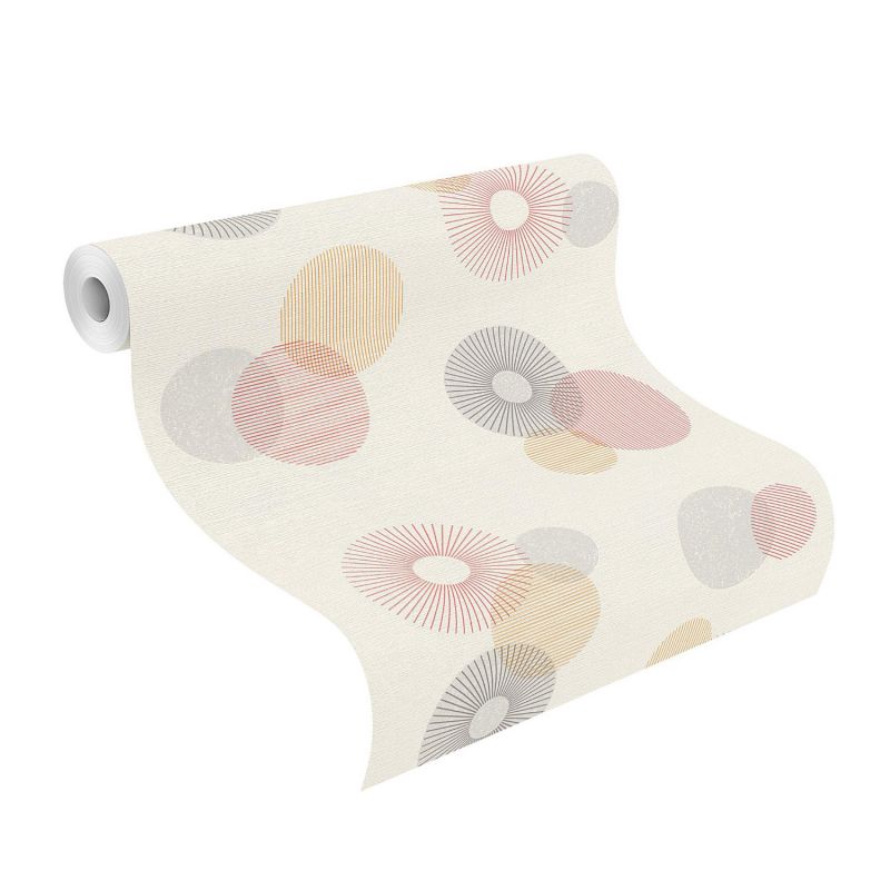 Papier peint intissé géométrique rouge et gris ADELE - Color Your Life par Rasch - 311518