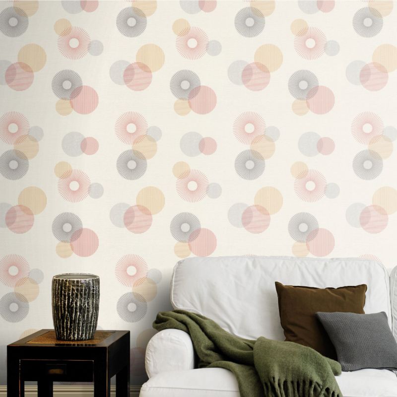 Papier peint intissé géométrique rouge et gris ADELE - Color Your Life par Rasch - 311518