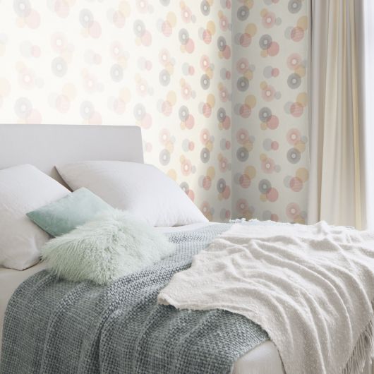 Papier peint intissé géométrique rouge et gris ADELE - Color Your Life par Rasch - 311518