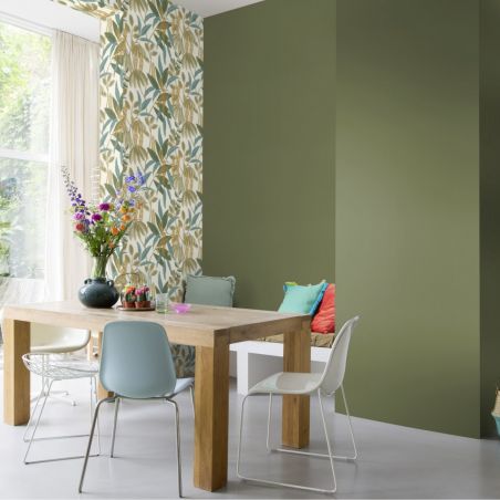 Papier peint intissé végétal vert et bleu TAMARIN - Country par Rasch - 580624