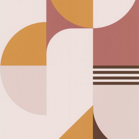 Papier peint vinyle sur intissé géométrique moutarde et rose BAUHAUS - Arty par Lutèce - 51210702