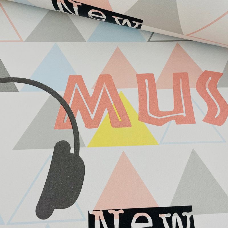 Papier peint standard géométrie roseet bleu MUSIC - Les aventures par Lutèce - 51172103