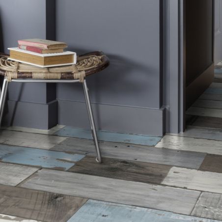 Sol Vinyle/PVC - 4m - parquet vintage bleu et gris FISHERMAN OCEAN - Primetex par Gerflor