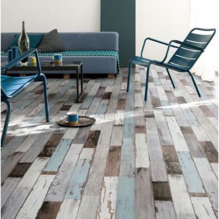 Sol Vinyle/PVC - 4m - parquet vintage bleu et gris FISHERMAN OCEAN - Primetex par Gerflor