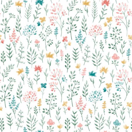 Papier peint intissé floral rose et vert BOTANIQUE - Imprim'luxe par Ugepa - M62004