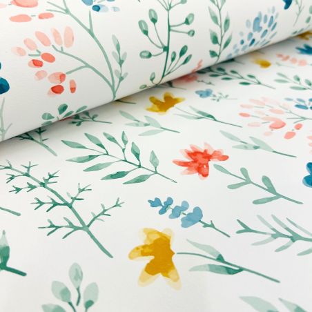 Papier peint intissé floral rose et vert BOTANIQUE - Imprim'luxe par Ugepa - M62004