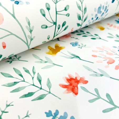 Papier peint intissé floral rose et vert BOTANIQUE - Imprim'luxe par Ugepa - M62004