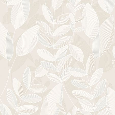Papier peint intissé végétal marron et beige clair MELI-MELO DE FEUILLES - Imprim'luxe par Ugepa - M37107