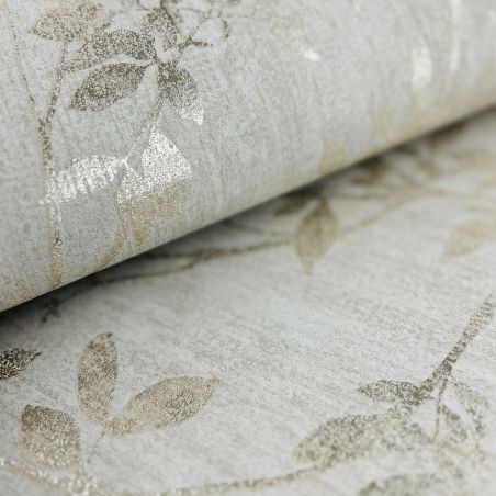 Papier peint vinyle sur intissé floral doré JARDIN SECRET - Imprim'luxe par Ugepa - A05707