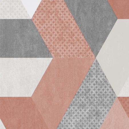 Papier peint vinyle sur intissé géométrique terracotta et gris DESIGN - Loft par Ugepa - M50905