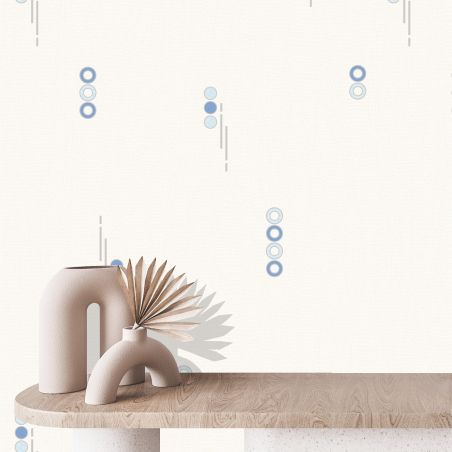 Papier peint expansé sur papier standard géométrique bleu et beigeirisé GEOMETRIC EFFECT - Basiques par Ugepa - J10511