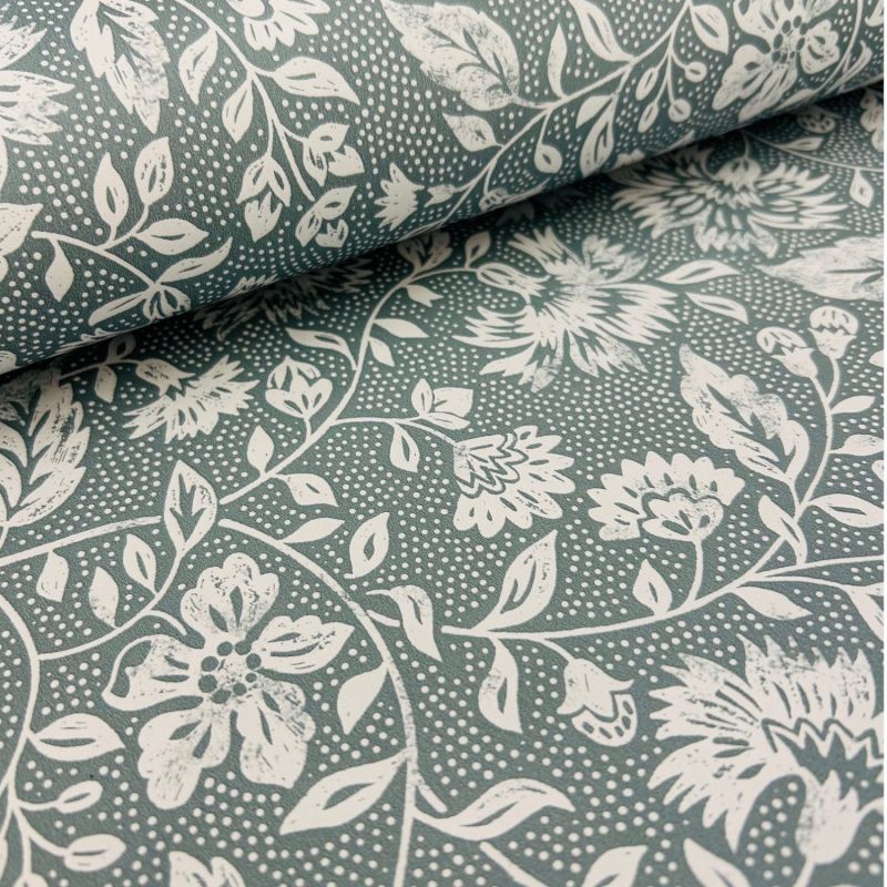 Papier peint intissé floral blanc ŒILLET DE REINE - Libéron par Ugepa - 12202102