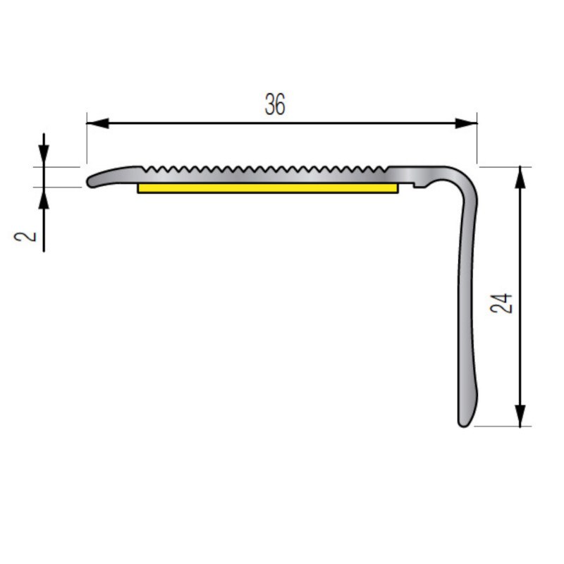 Nez de marche adhésif - 110cm x 36mm x 24mm - Noir TECNIS par Dinac