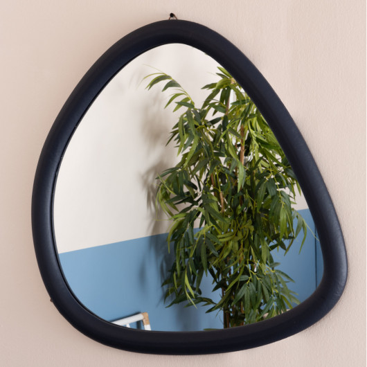 Miroir goutte simili cuir bleu marine - 60 x 63 cm - BOHEME par Amadeus