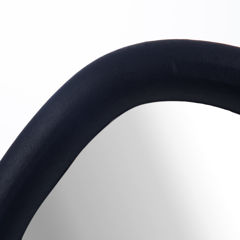 Miroir goutte simili cuir bleu marine - 60 x 63 cm - BOHEME par Amadeus
