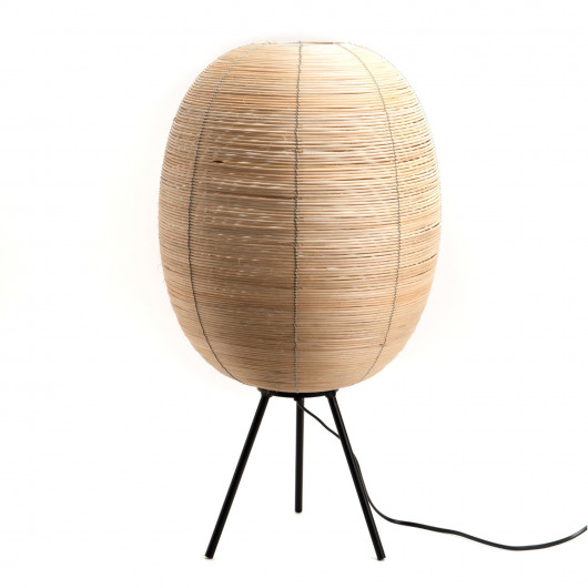 Lampe design rotin clair - 60x24x28cm - FREYA par Amadeus