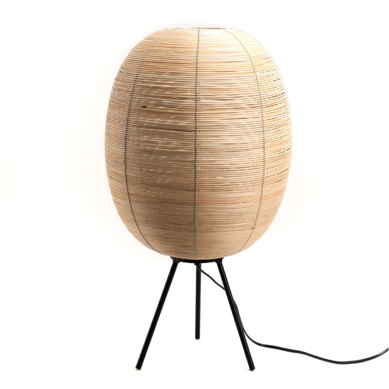 Lampe design rotin clair - 60x24x28cm - FREYA par Amadeus