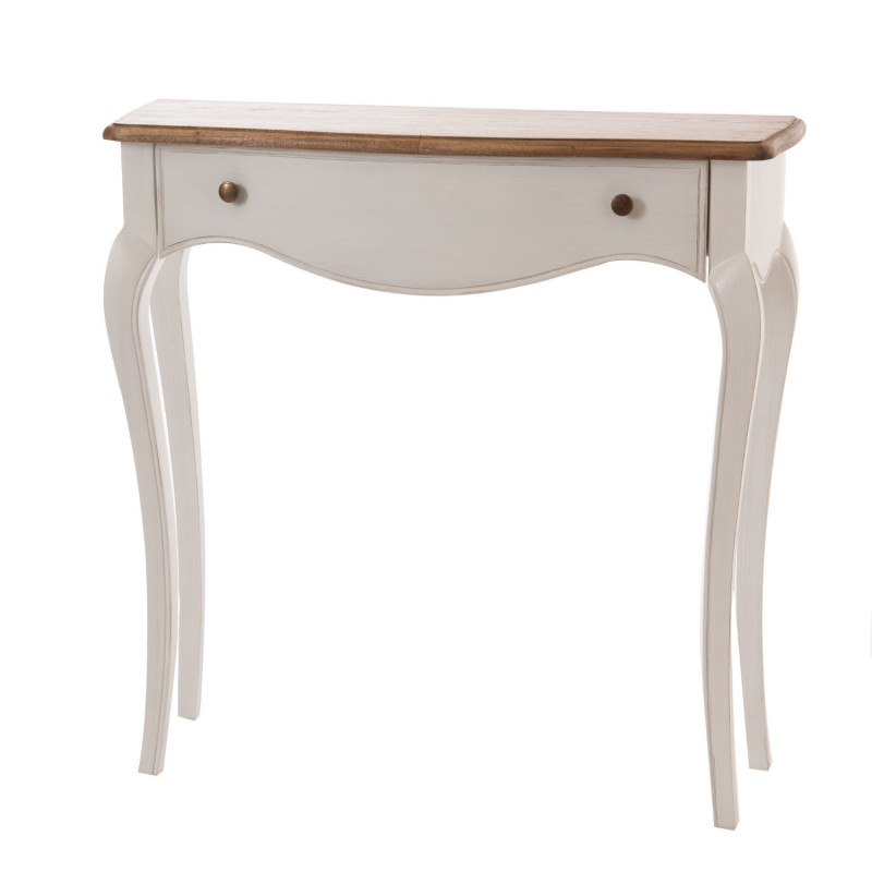 Console classique crème et bois  - 80x80x25cm - LOBERON par Amadeus