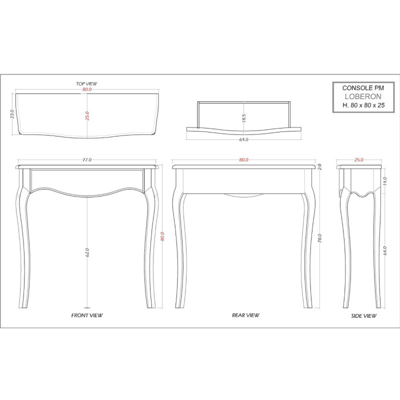 Console classique crème et bois  - 80x80x25cm - LOBERON par Amadeus
