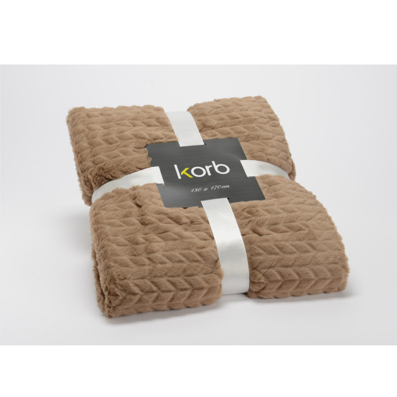 Plaid uni taupe - 130x170cm - CHEVRON par Amadeus