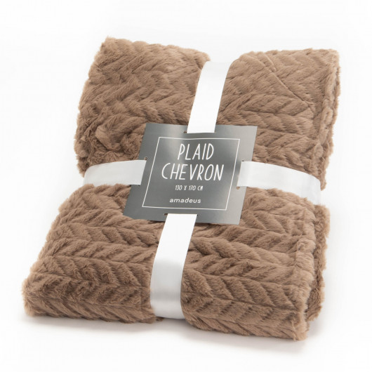 Plaid uni taupe - 130x170cm - CHEVRON par Amadeus