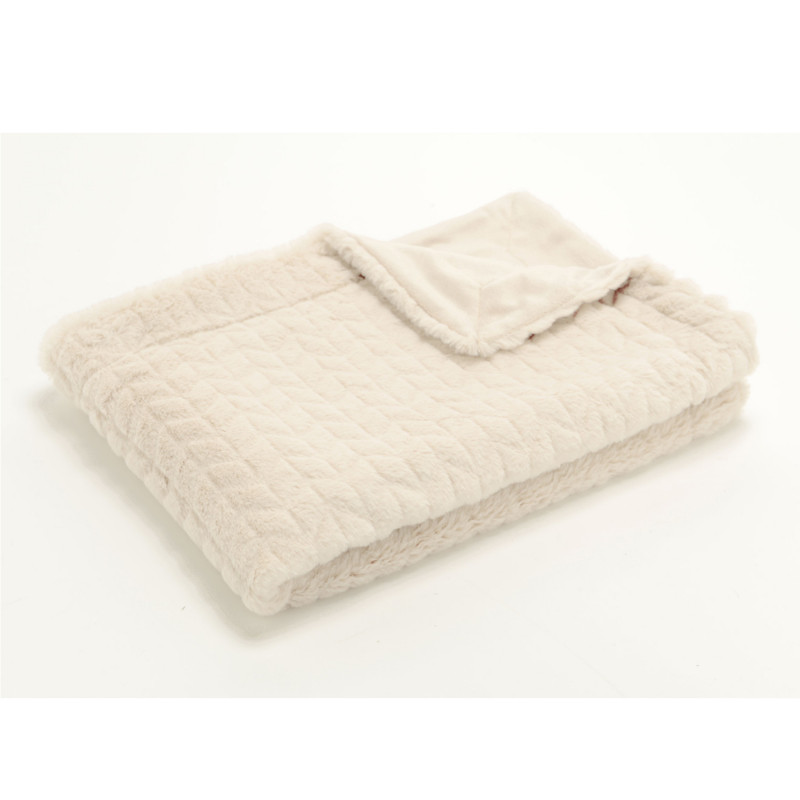 Plaid uni crème - 130x170cm - CHEVRON par Amadeus