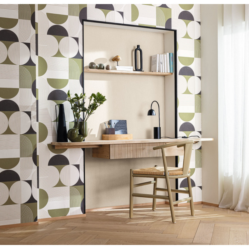 Papier peint intissé graphique vert kaki - Amplitude par Caselio - 105500722