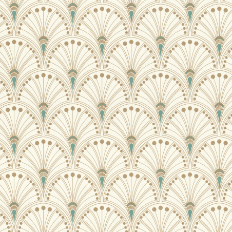 Papier peint intissé géométrique vert et or ART DECO -  Allegretto par Rasch - 792232