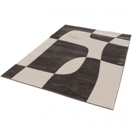 Tapis de salon - 160x230cm - Graphique / Géométrique écru et gris anthracite Luna par Balta Tapis de salon - 160x230cm - Graphique / Géométrique écru et gris anthracite Luna par Balta