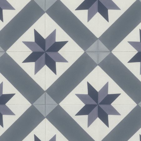 Sol Vinyle/PVC - 4m - carreaux de ciment bleu et blanc cassé CORDOBA BLUE - Booster par Gerflor Sol Vinyle/PVC - 4m - carreaux de ciment bleu et blanc cassé CORDOBA BLUE - Booster par Gerflor