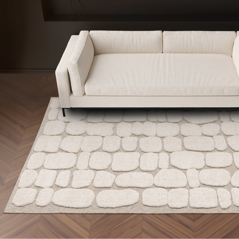 Tapis de salon - 160x230cm - Graphique / Géométrique écru et taupe DESERT par Balta