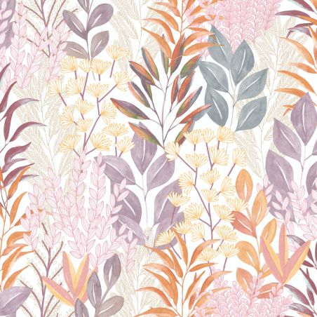 Papier peint vinyle sur intissé floral orange et rose TROPIC - Flora par Ugepa - m86905