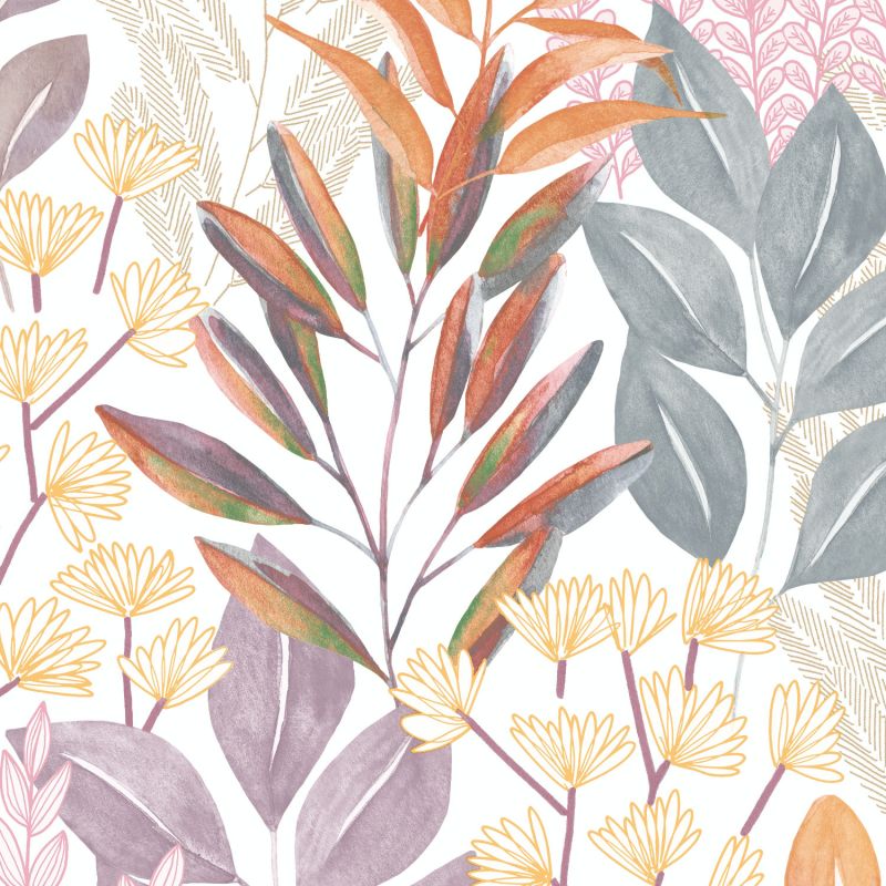 Papier peint vinyle sur intissé floral orange et rose TROPIC - Flora par Ugepa - m86905