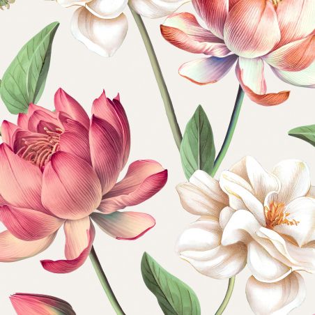 Papier peint vinyle sur intissé floral rose et vert BOUQUET FLEURI - Illusion par Ugepa - m88810