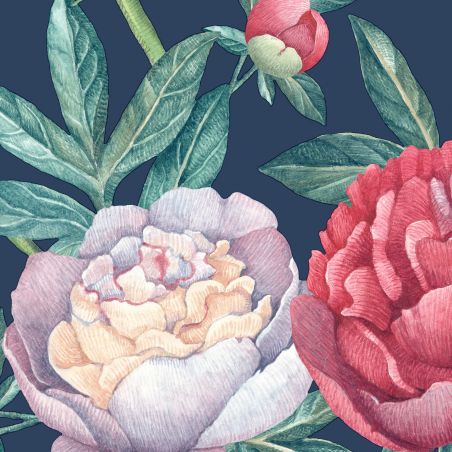 Papier peint vinyle sur intissé floral rose et vert PIVOINES - Adèle par Ugepa - m57301