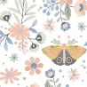Papier peint intissé floral orange et bleu PAPILLONS ET FLEURS - La Belle Histoire par Ugepa - m58105