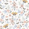 Papier peint intissé floral orange et bleu PAPILLONS ET FLEURS - La Belle Histoire par Ugepa - m58105