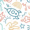 Papier peint intissé géométrique bleu et orange DOODLE - La Belle Histoire par Ugepa - m45710