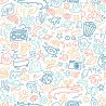 Papier peint intissé géométrique bleu et orange DOODLE - La Belle Histoire par Ugepa - m45710