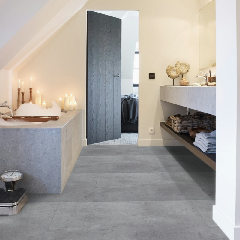 Sol Vinyle/PVC - Dalle clipsable - Carrelage gris minéral VULCANO GREY - Spirit pro click comfort par Berry Alloc