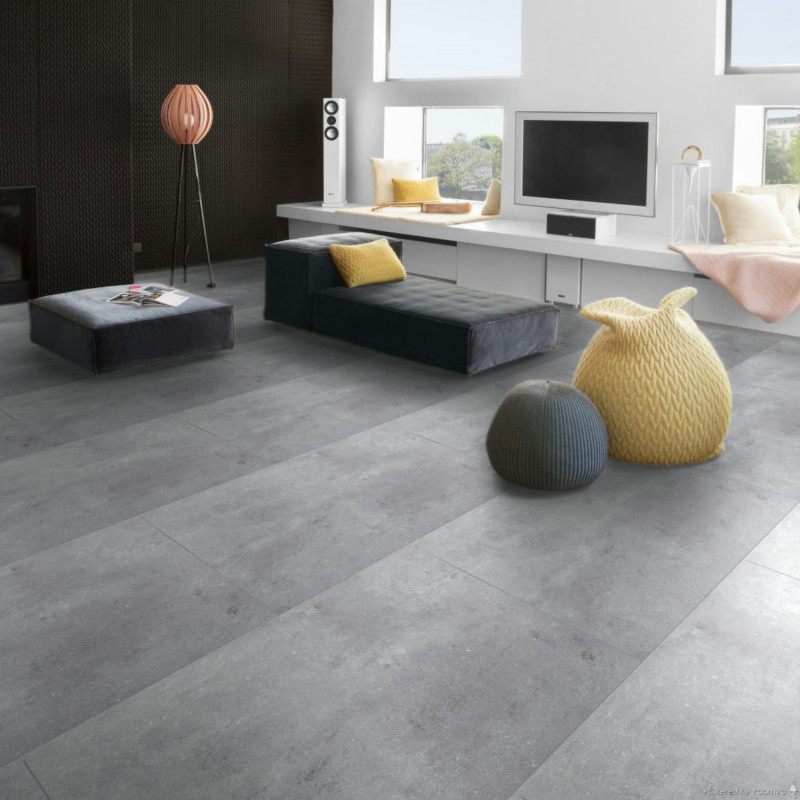 Sol Vinyle/PVC - Dalle clipsable - Carrelage gris minéral VULCANO GREY - Spirit pro click comfort par Berry Alloc