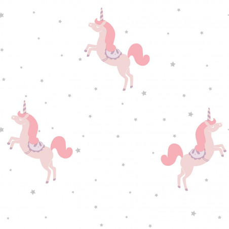 Papier peint intissé enfant rose pailleté et gris PRINCESS UNICORNS - Girl Power par Caselio - 100795402 Papier peint intissé enfant rose pailleté et gris PRINCESS UNICORNS - Girl Power par Caselio - 100795402