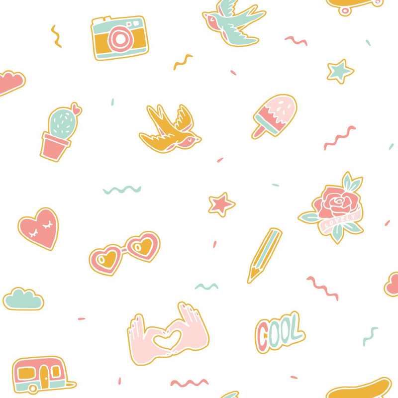 Papier peint intissé enfant rose et bleu pailleté PIN'S ME - Girl Power par Caselio - 100832121