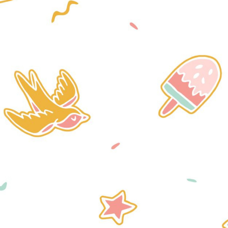 Papier peint intissé enfant rose et bleu pailleté PIN'S ME - Girl Power par Caselio - 100832121