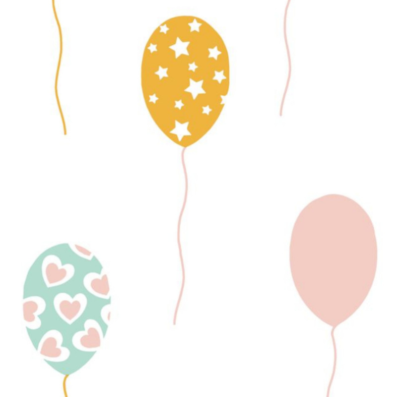 Papier peint intissé ballons rose et orange PARTY TIME - Girl Power par Caselio - 100862818