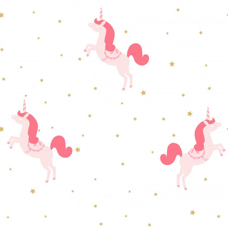 Papier peint intissé enfant rose pailleté et or PRINCESS UNICORNS - Girl Power par Caselio - 100794101 Papier peint intissé enfant rose pailleté et or PRINCESS UNICORNS - Girl Power par Caselio - 100794101
