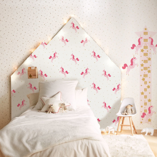 Papier peint intissé enfant rose pailleté et or PRINCESS UNICORNS - Girl Power par Caselio - 100794101
