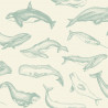 Papier peint vinyle sur intissé animaux aquatiques vert d'eau WHALE DONE - Sea you soon par Caselio - 102797010