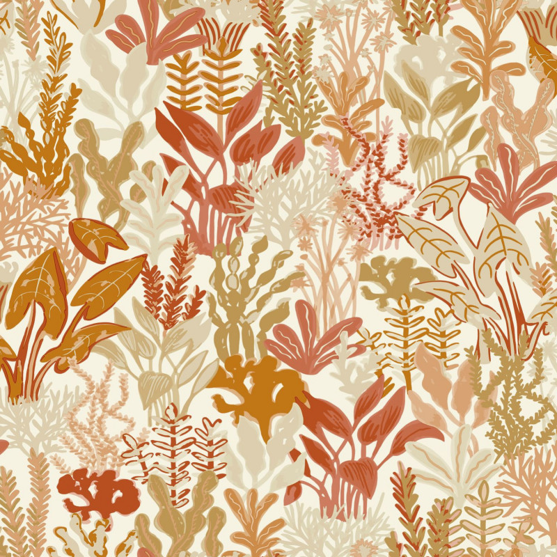 Papier peint vinyle sur intissé végétal terracotta et beige CAN YOU SEA ME - Sea you soon par Caselio - 102753279