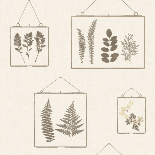 Papier peint vinyle sur intissé végétal taupe MILLEFEUILLE - Au Bistrot d'Alice par Caselio - 100631003